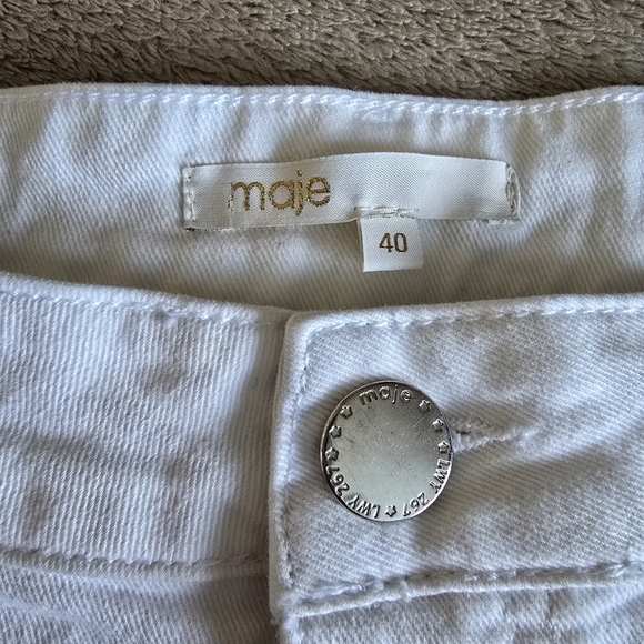 Maje embroidered cropped white jeans size 40 - Picture 11 of 14